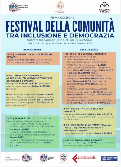 FESTIVAL DELLA COMUNITÀ TRA INCLUSIONE E DEMOCRAZIA - PROGRAMMA - MUGGIA (TS) - ACLI TRIESTE - ACLI FRIULI VENEZIA GIULIA - PATRONATO ACLI - CAF ACLI