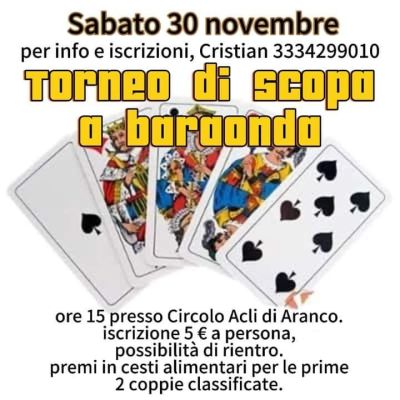Torneo di scopa a baraonda - Circolo Acli Aranco (VC)