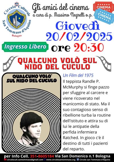 Proiezione film "Qualcuno volò sul nido del cuculo" - Circolo Acli Tommaso D'Aquino (BO)