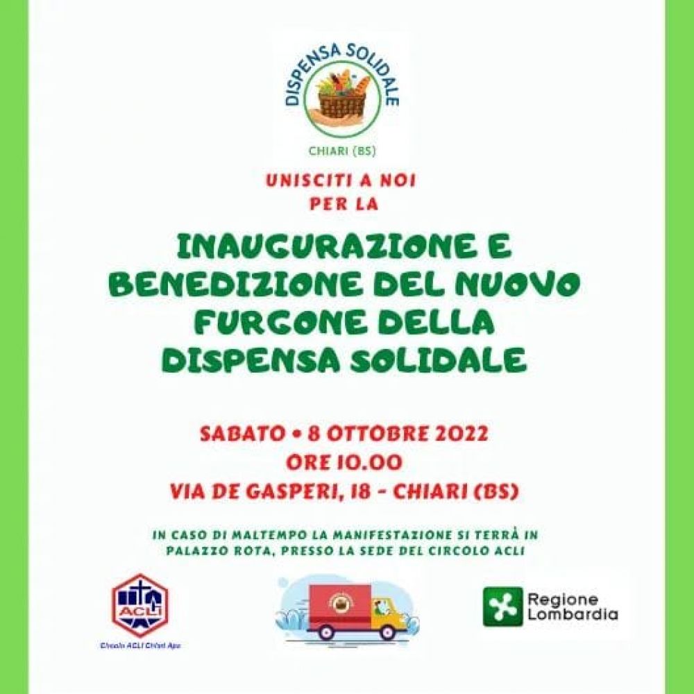 Inaugurazione e benedizione del nuovo furgone della dispensa solidale - Circolo Acli Chiari (BS)