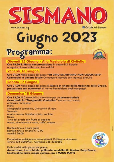 Sismano Giugno 2023 - Circolo Acli Sismano (TR)