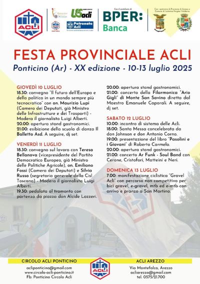 Festa Provinciale Acli - Laterina Pergine Valdarno (AR) - Circolo Acli Ponticino e Acli Arezzo (AR)
