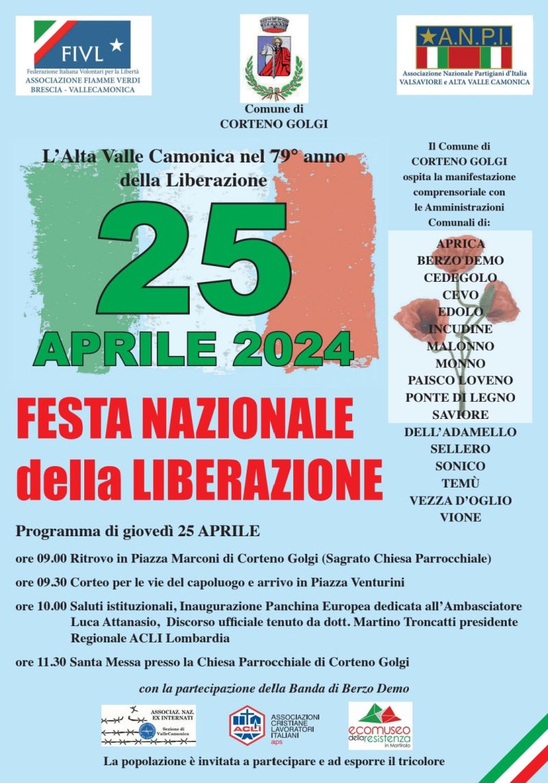 25 Aprile 2024: Festa Nazionale della Liberazione - Circolo Acli Alta Valle Camonica (BS)