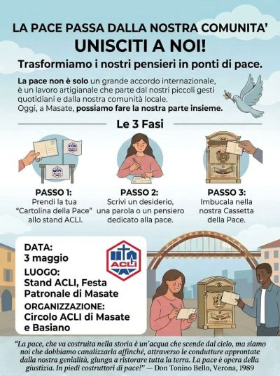 TRASFORMIAMO I NOSTRI PENSIERI IN PONTI DI PACE - UNISCITI A NOI! - CIRCOLO ACLI MASATE E BASIANO (MI) - MASATE (MI)