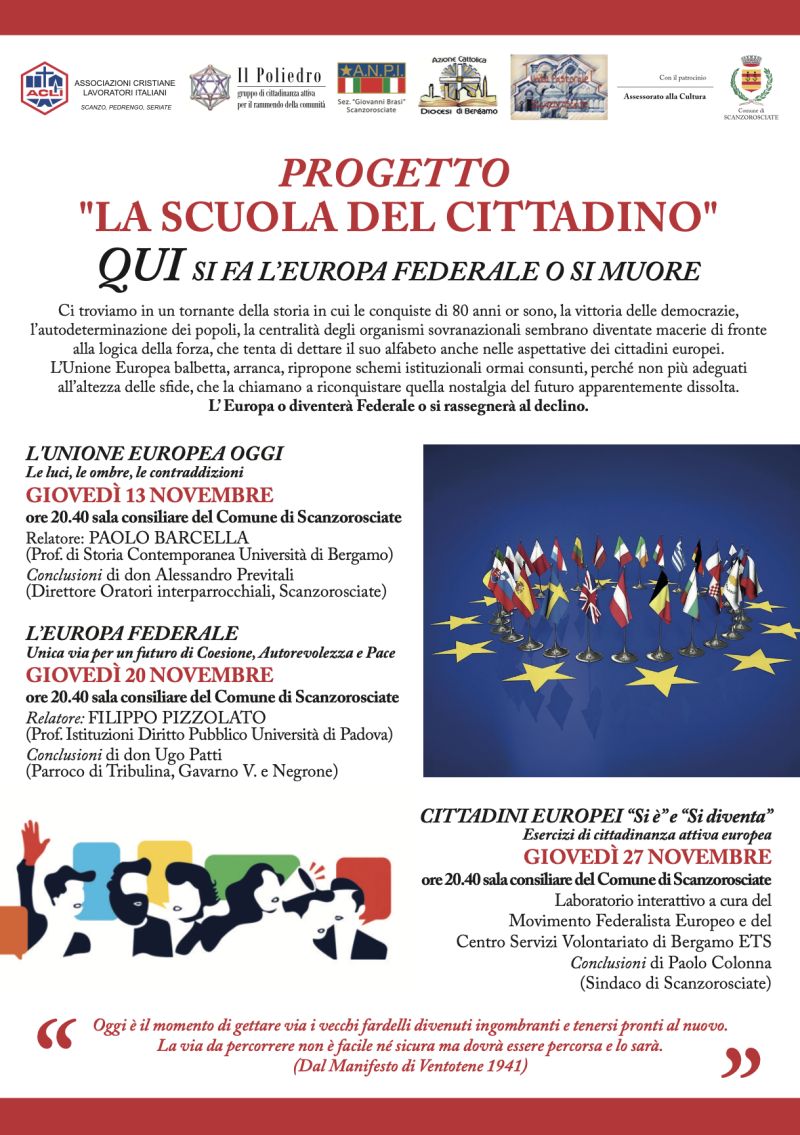 Progetto "La scuola del cittadino" - Scanzorosciate (BG) - Circoli Acli Scanzorosciate, Pedrengo e Seriate (BG)