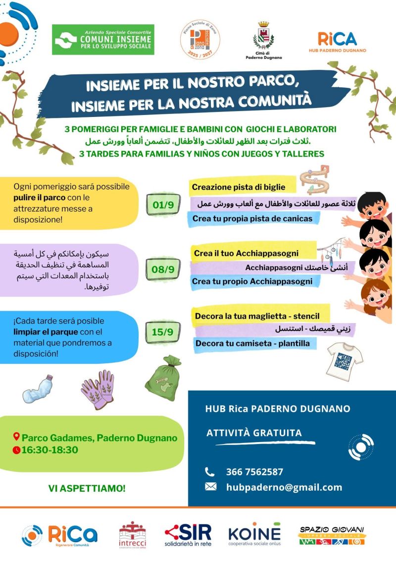 INSIEME PER IL NOSTRO PARCO, INSIEME PER LA NOSTRA COMUNITA' - PADERNO DUGNANO (MI) - CIRCOLO ACLI PADERNO DUGNANO (MI)