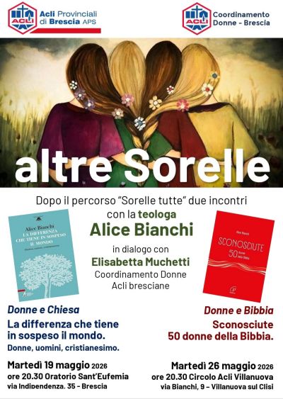 ALTRE SORELLE - DONNE E CHIESA - INCONTRO CON LA TEOLOGA ALICE BIANCHI - BRESCIA