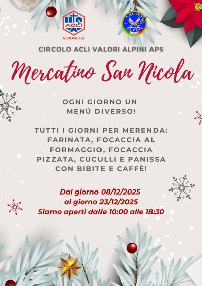 Mercatino San Nicola - Genova - Acli Genova e Circolo Acli Valori Alpini (GE)