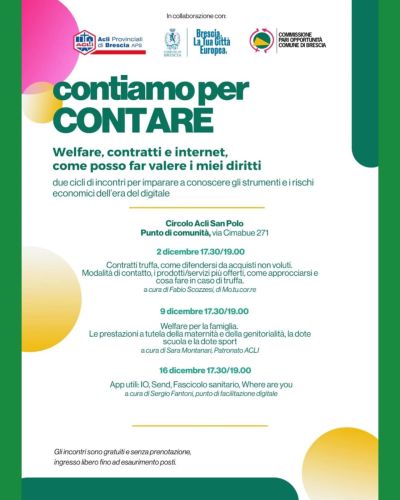 Welfare, contratti e internet, come posso far valere i miei diritti - Brescia - Circolo Acli San Polo (BS)