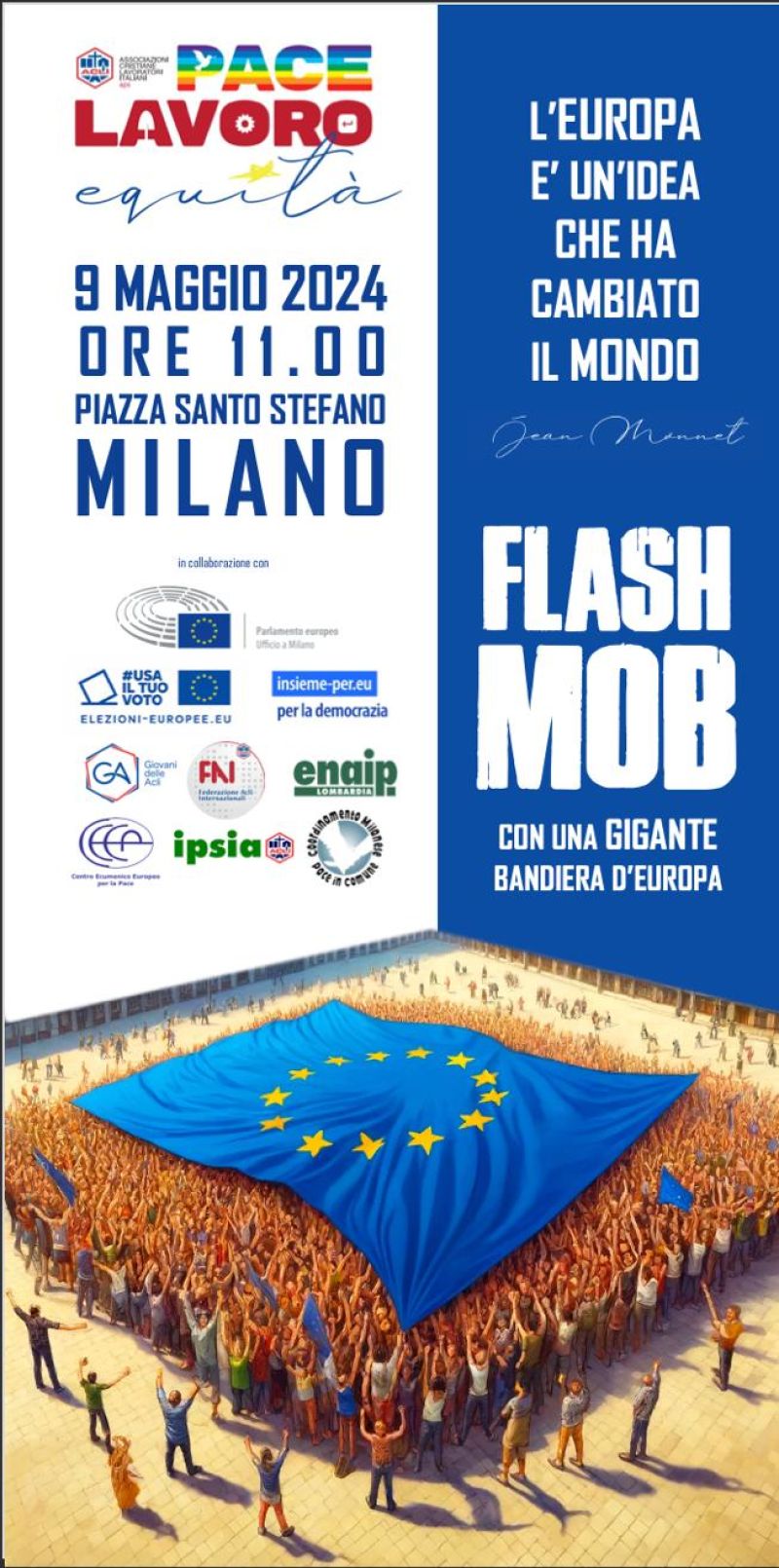 Flash Mob con una gigante bandiera dell&#039;Unione Europea - Acli Lombardia, Acli Milanesi, Giovani delle Acli e Ipsia Acli