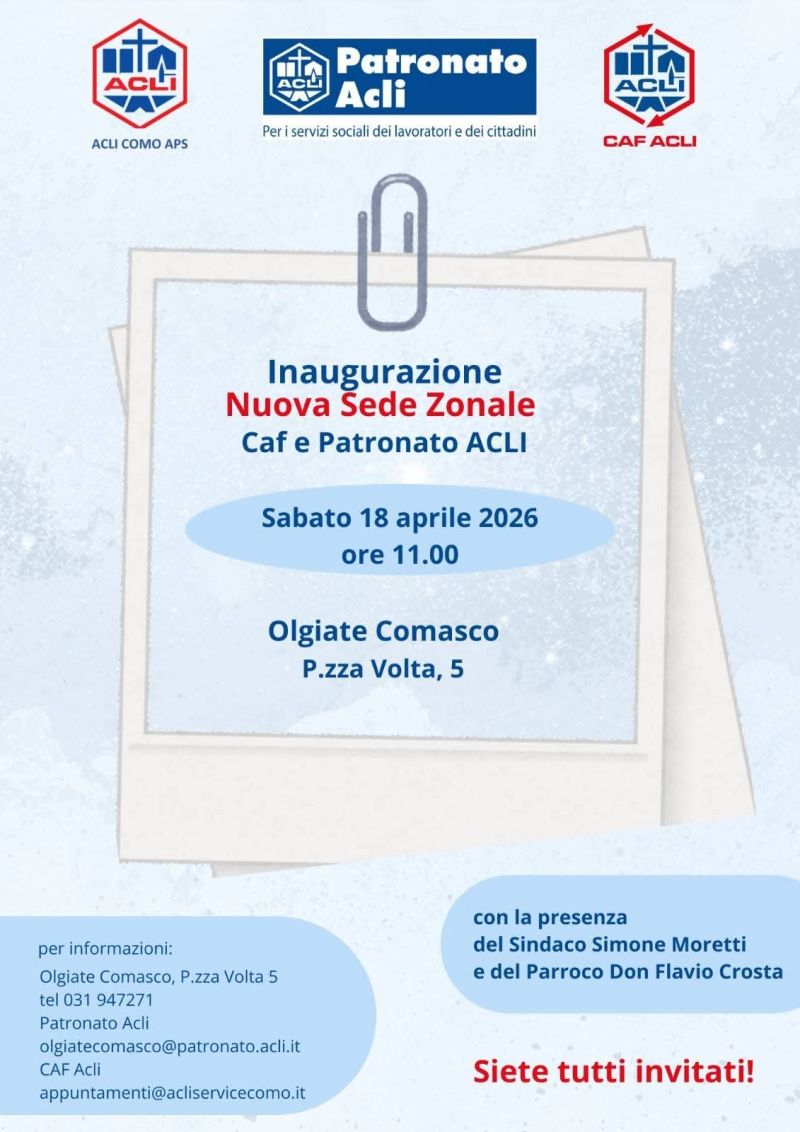 INAUGURAZIONE NUOVA SEDE ZONALE CAF E PATRONATO ACLI - ACLI COMO APS (CO)