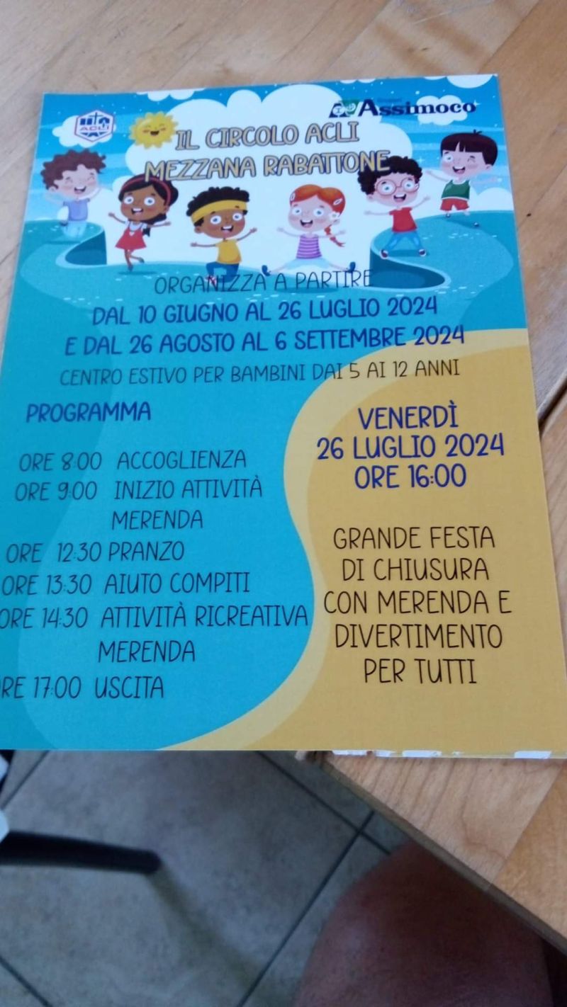 Centro estivo per bambini dai 5 ai 12 anni - Circolo Acli Mezzana Rabattone (PV)