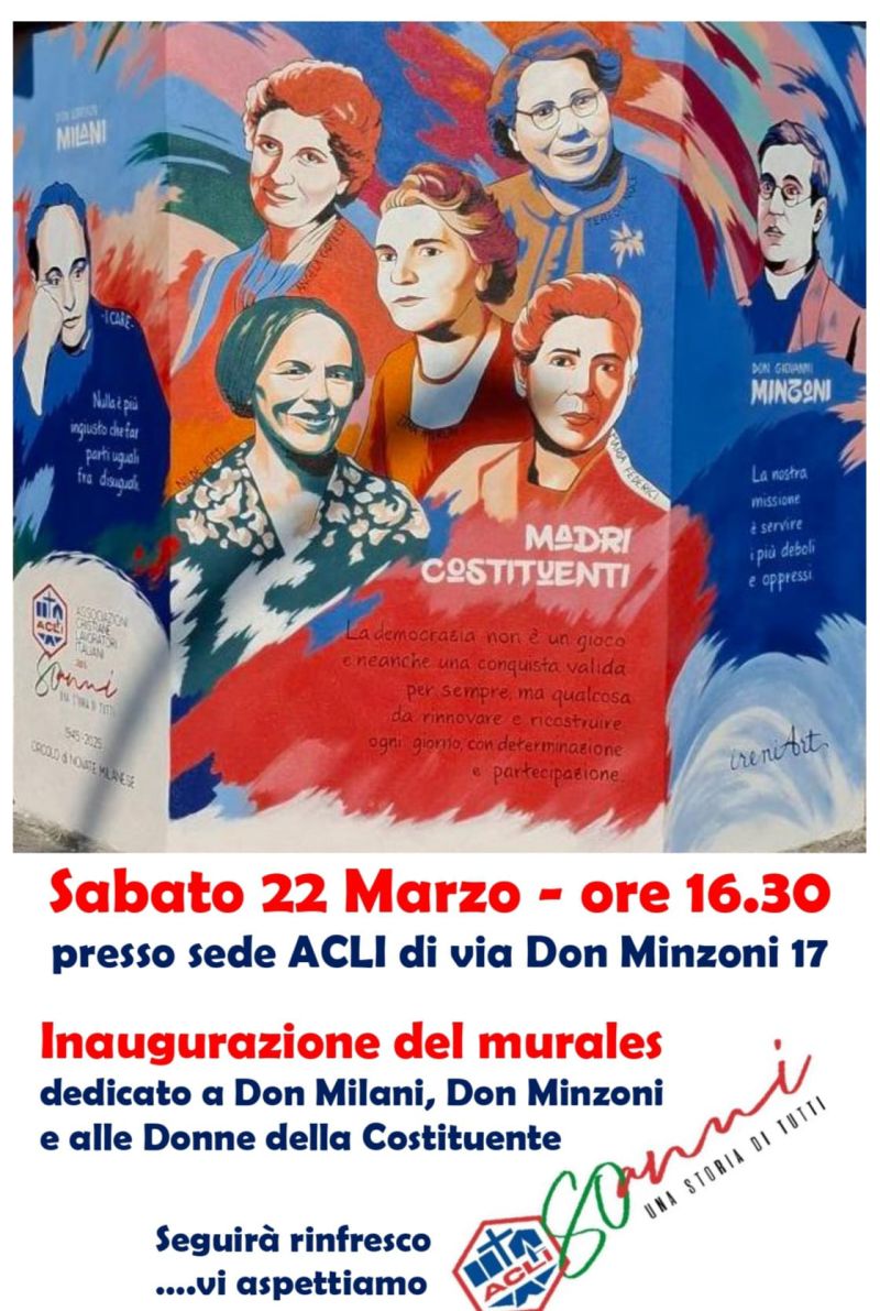 Inaugurazione del murale dedicato a Don Milani, Don Minzoni e alle Donne della Costituente - Circolo Acli Novate Milanese (MI)