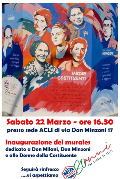 Inaugurazione del murale dedicato a Don Milani, Don Minzoni e alle Donne della Costituente - Circolo Acli Novate Milanese (MI)