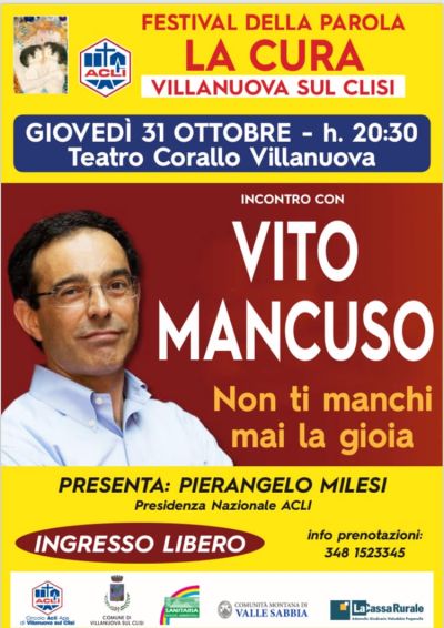 Incontro con Vito Mancuso: Non ti manchi mai la gioia - Circolo Acli Villanuova sul Clisi (BS)