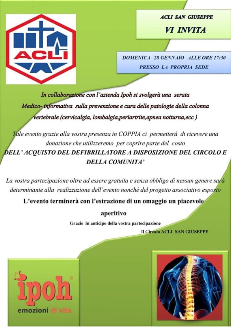 Serata all'insegna della prevenzione e della cura delle patologie della colonna vertebrale - Circolo Acli San Giuseppe di Santo Stefano del Sole (AV)