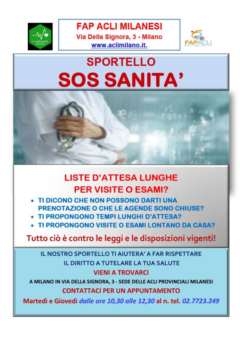 Sportello "SOS Sanità" - FAP Acli Milanesi (MI)