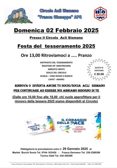 Festa del tesseramento 2025 - Circolo Acli Sismano (TR)