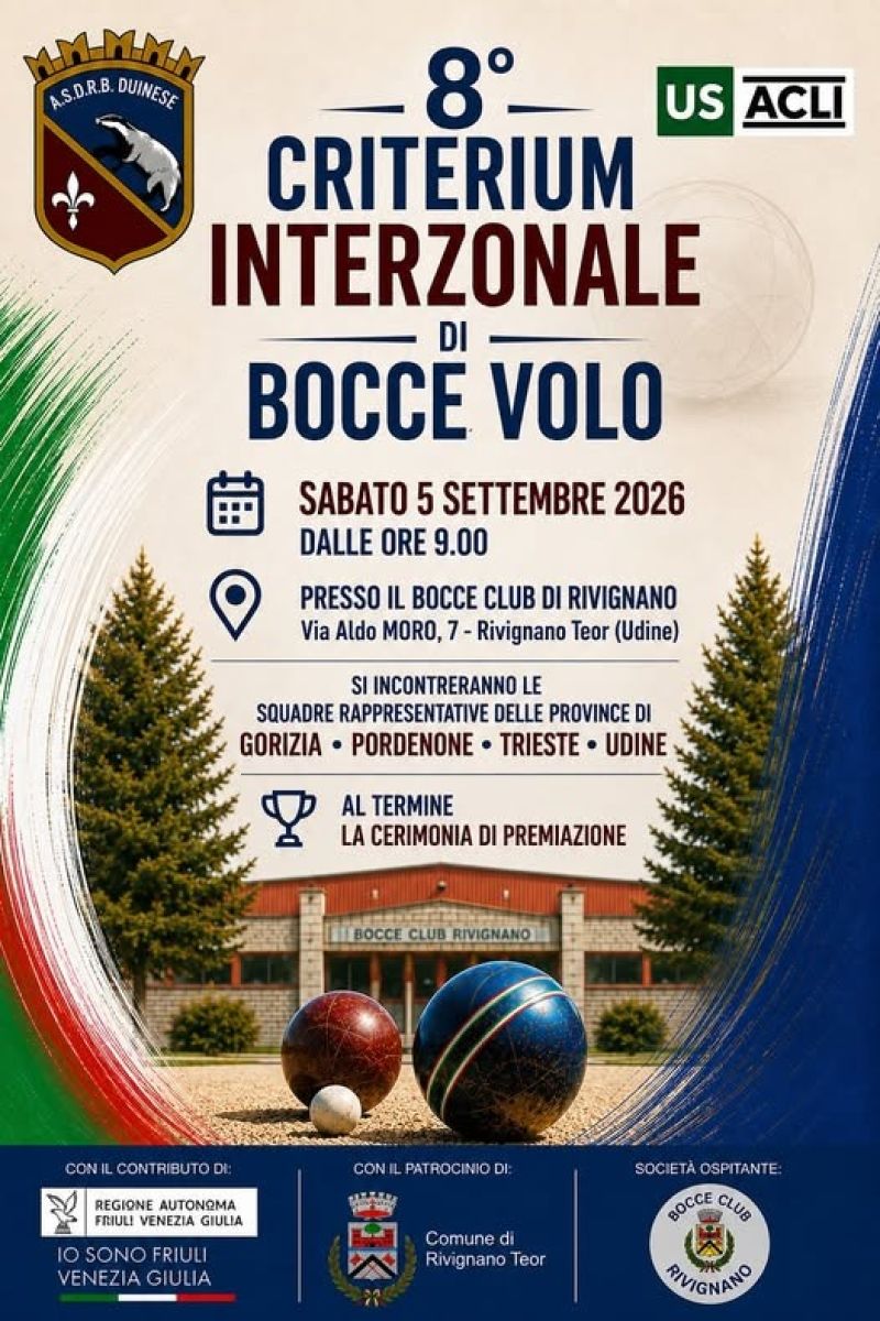 8° CRITERIUM INTERZONALE DI BOCCE VOLO - US ACLI FRIULI VENEZIA GIULIA - ACLI FRIULI VENEZIA GIULIA - ACLI PORDENONE - CIRCOLO ACLI VILLA MAINARDI CORDOVADO (PN)
