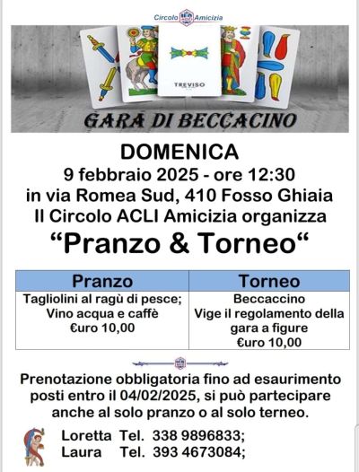 Gara di Beccacino: Pranzo e Torneo - Circolo Acli dell'Amicizia (CN)