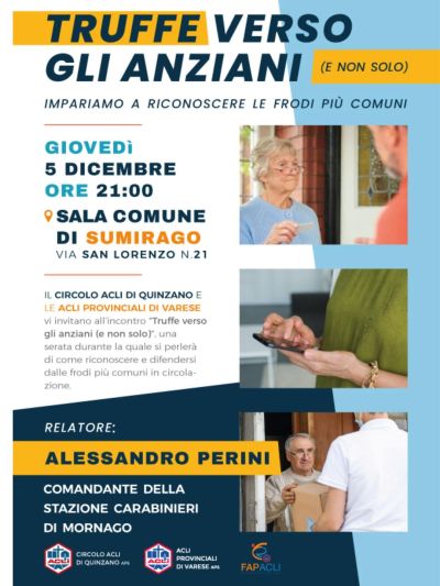 Truffe verso gli anziani (e non solo) - Circolo Acli Quinzano e Acli Varese (VA)