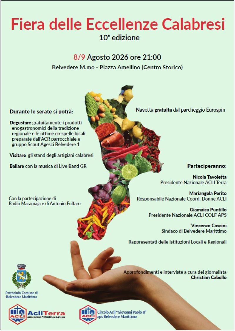 FIERA DELLE ECCELLENZE CALABRESI - BELVEDERE MARITTIMO (CS) - ACLI TERRA CALABRIA - CIRCOLO ACLI GIOVANNI PAOLO II APS (CS)