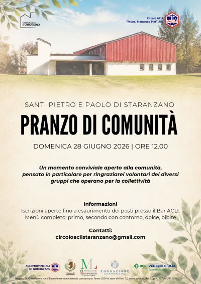 PRANZO DI COMUNITA' - CIRCOLO ACLI MONS. FRANCESCO PLET - STARANZANO (GO)