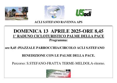 1° Raduno Cicloturistico Palme della Pace - Ravenna - Circolo Acli Santo Stefano e US Acli Ravenna (RA)