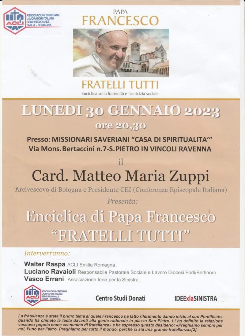 Enciclica di Papa Francesco "Fratelli Tutti" - Acli Emilia Romagna