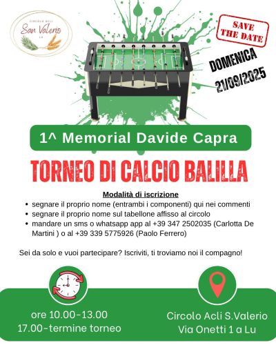 Torneo di Calcio Balilla - Alessandria - Circolo Acli San Valerio (AL)