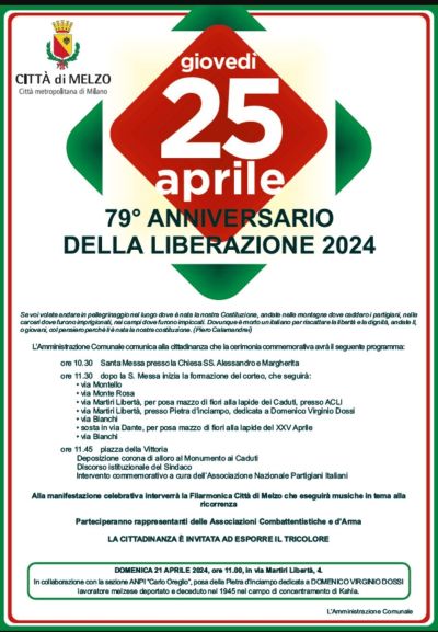 25 Aprile: 79° Anniversario della Liberazione - Circolo Acli Melzo (MI)
