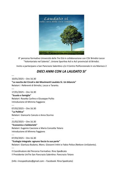 Dieci anni con la Laudato Sì: Scuola e famiglia - Acli Brindisi (BR)