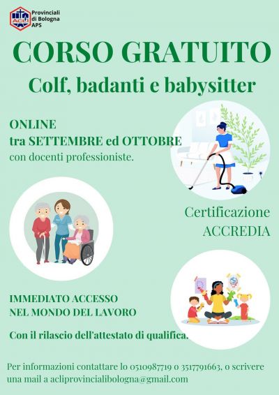 Corso gratuito colf, badanti, baby sitter - Acli Bologna (BO)