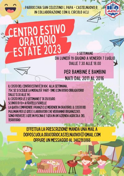 Centro Estivo Oratorio Estate 2023 - Circolo Acli Castelnuovo Rangone (MO)