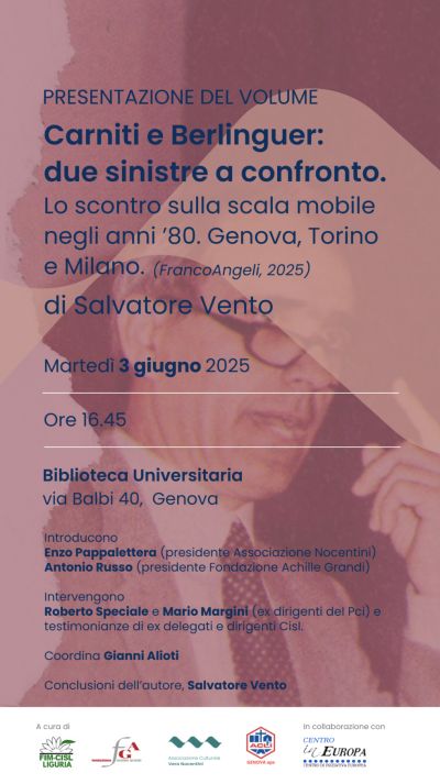 Presentazione del volume "Carniti e Berlinguer: due sinistre a confronto." - Acli Genova (Genova)