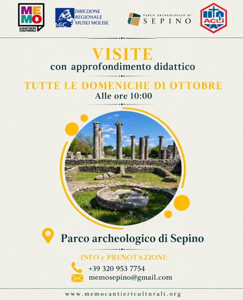 ATTIVITÀ CULTURALI DI OTTOBRE - VISITA PARCO ARCHEOLOGICO DI SEPINO - SEPINO (CB) - ASS. MEMO AFF. ACLI MOLISE