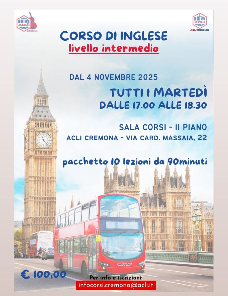 Corso di inglese: Livelli intermedio - Cremona - Acli Cremona (CR)