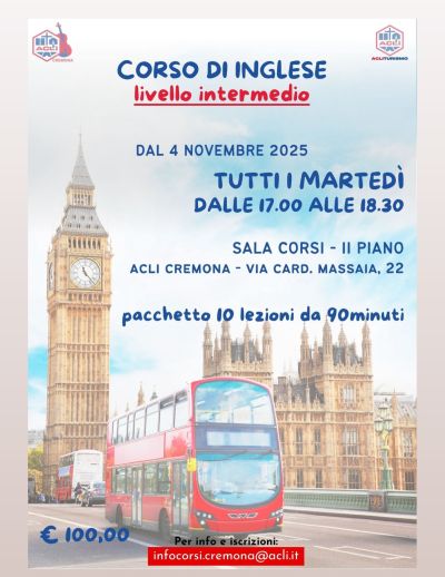 Corso di inglese: Livelli intermedio - Cremona - Acli Cremona (CR)