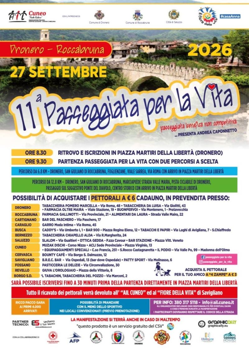 ADESIONI ALLA "PASSEGGIATA PER LA VITA" - ACLI CUNEO