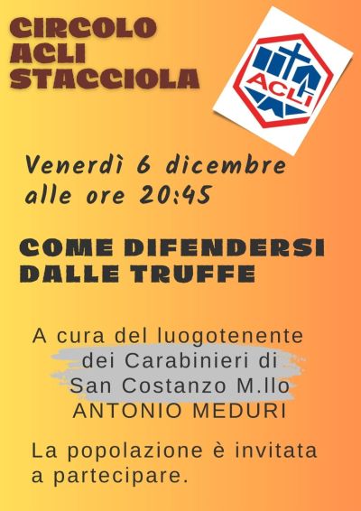 Come difendersi dalle truffe - Circolo Acli Stacciola (PU)