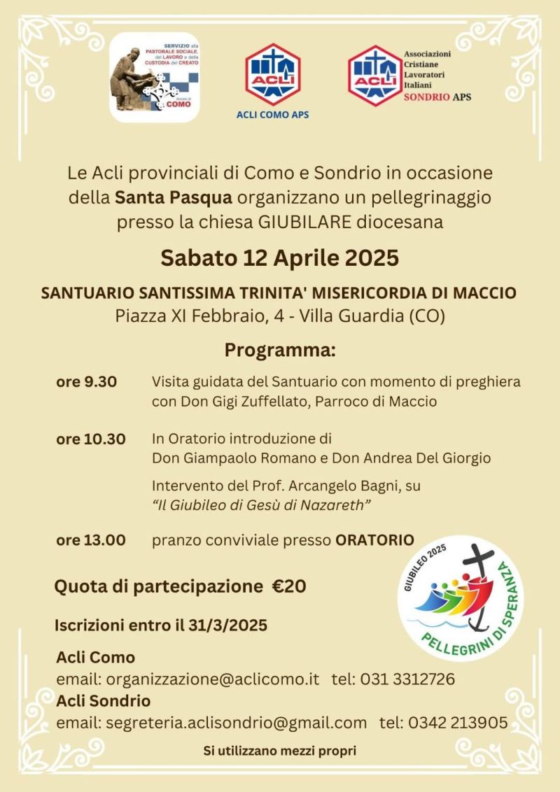 Pellegrinaggio "Santuario Santissima Trinità Misericordia di Maccio" - Acli Como e Acli Sondrio