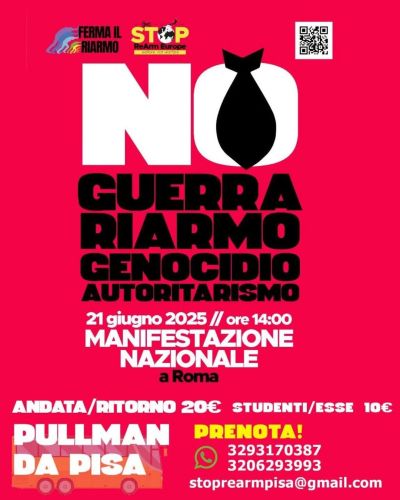 No Guerra, Riarmo, Genocidio, Autoritarismo - Roma - Acli Pisa e Lucca (PI)