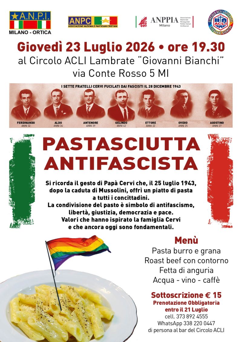 PASTASCIUTTA PARTIGIANA - CIRCOLO ACLI GIOVANNI BIANCHI LAMBRATE (MI)