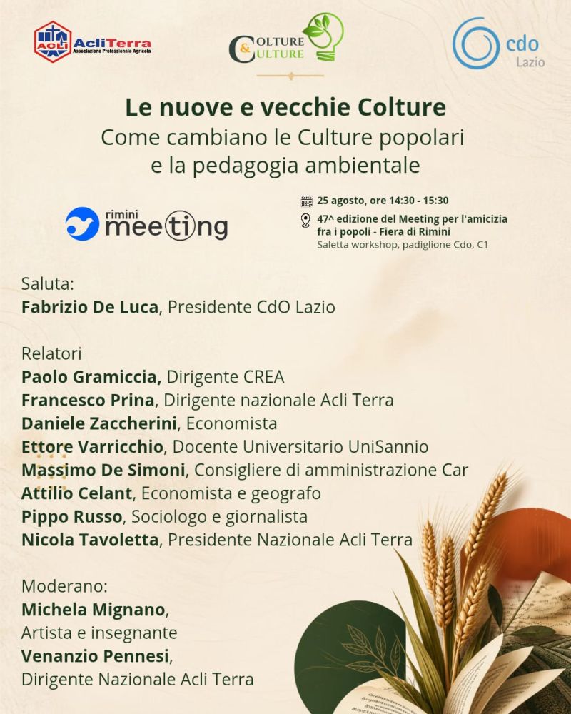 LE NUOVE E VECCHIE COLTURE - RIMINI MEETING - ACLI TERRA