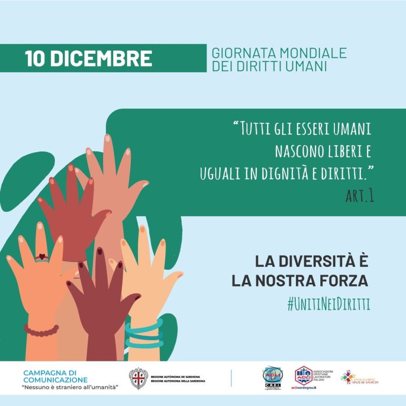 Giornata mondiale dei diritti umani: La diversità è la nostra forza" - Acli Sardegna e C.R.E.I. Acli Sardegna (CA)