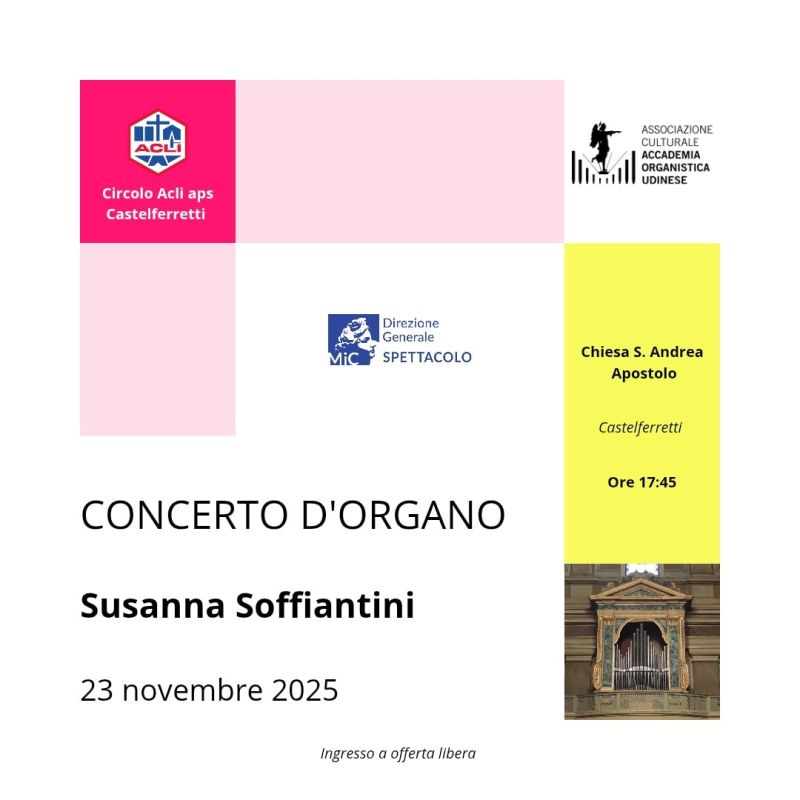 Concerto d'organo: Sussana Soffiantini - Castelferretti (AN) - Circolo Acli Castelferretti (AN)