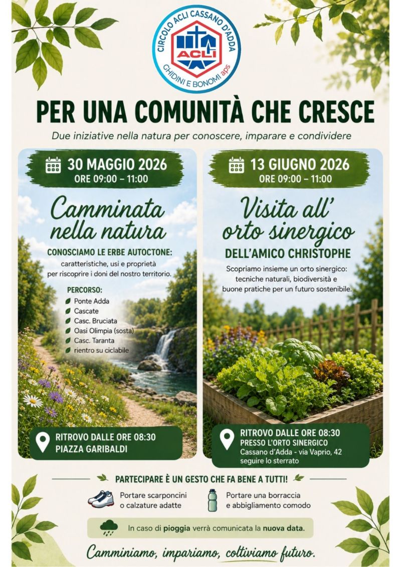 PER UNA COMUNITA' CHE CRESCE - VISITA ALL'ORTO SINERGICO - CASSANO D'ADDA (MI)