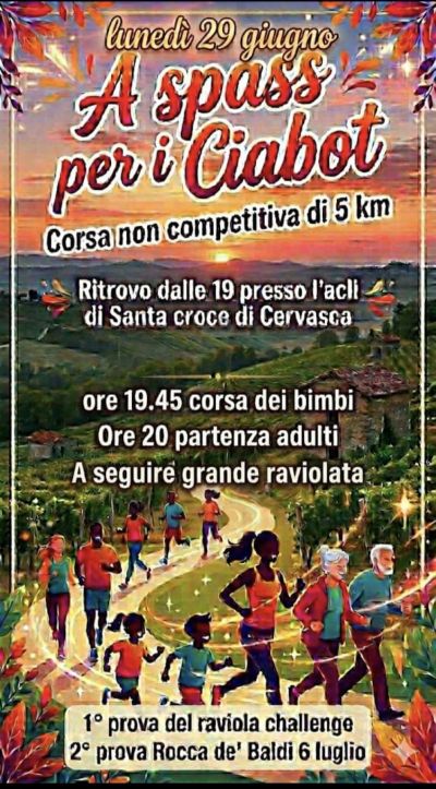 A SPASSO PER I CIABOT - CORSA NON COMPETITIVA DI 5 KM - ACLI SANTA CROCE DI CERVASCA (CN) - CERVASCA (CN)