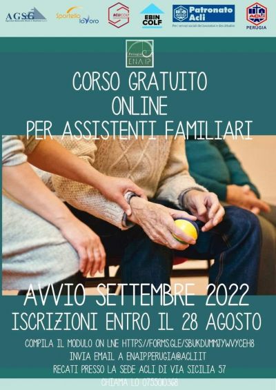 Corso gratuito online per assistenti familiari - Acli Perugia (Pg)
