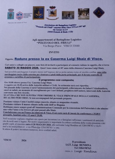 RADUNO EX CASERMA LUIGI SBAIZ DI VICO - PERTEOLE DI RUDA (UD)
